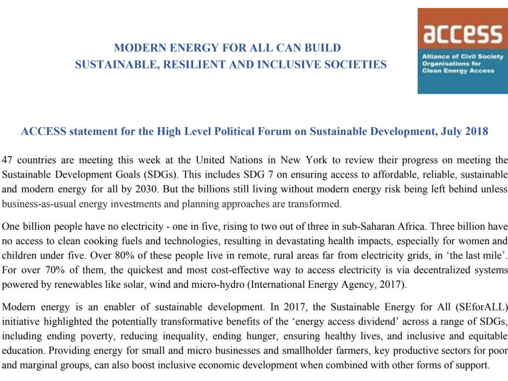 MODERN ENERGY FOR ALL CAN BUILD SUSTAINABLE, RESILIENT AND INCLUSIVE SOCIETIES