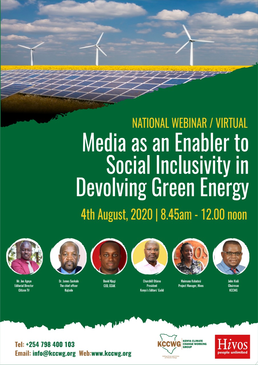 (KCCWG) National Webinar- Media as an Enabler to Social Inclusivity in Devolving Green Energy Banner